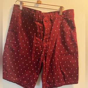 Dark Red with Palm Tree Design